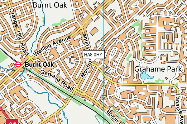 HA8 0HY map - OS VectorMap District (Ordnance Survey)