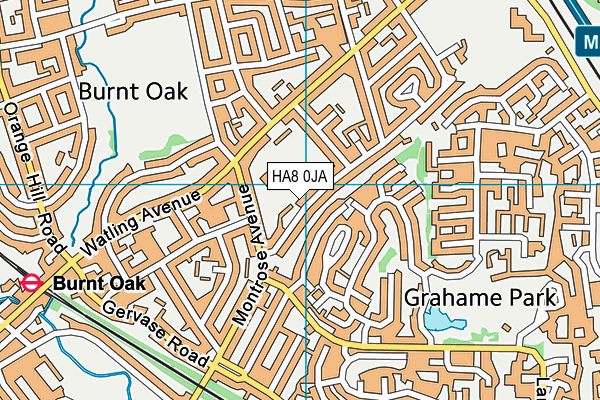 HA8 0JA map - OS VectorMap District (Ordnance Survey)