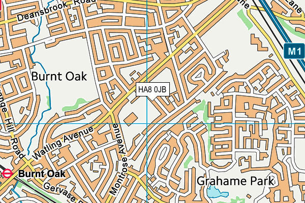 HA8 0JB map - OS VectorMap District (Ordnance Survey)