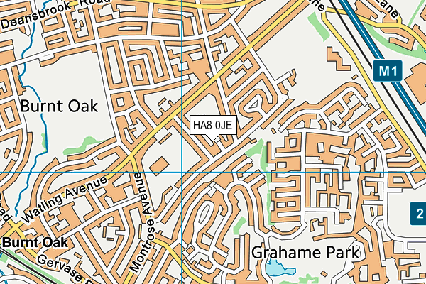 HA8 0JE map - OS VectorMap District (Ordnance Survey)