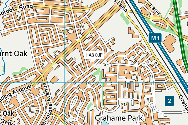 HA8 0JF map - OS VectorMap District (Ordnance Survey)