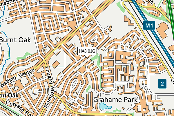 HA8 0JG map - OS VectorMap District (Ordnance Survey)