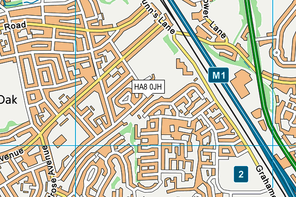 HA8 0JH map - OS VectorMap District (Ordnance Survey)