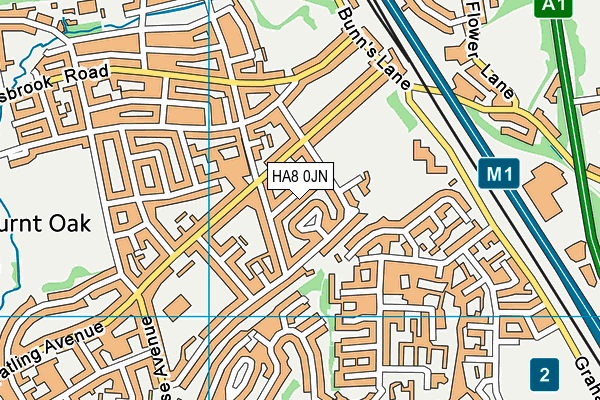 HA8 0JN map - OS VectorMap District (Ordnance Survey)