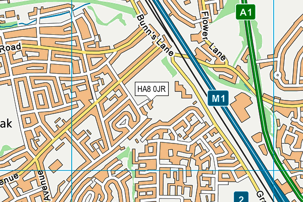 HA8 0JR map - OS VectorMap District (Ordnance Survey)