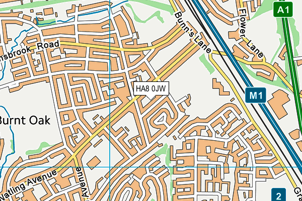 HA8 0JW map - OS VectorMap District (Ordnance Survey)