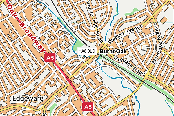 HA8 0LD map - OS VectorMap District (Ordnance Survey)