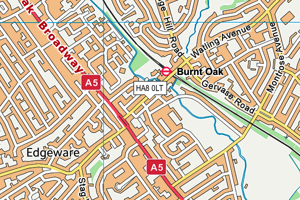 HA8 0LT map - OS VectorMap District (Ordnance Survey)