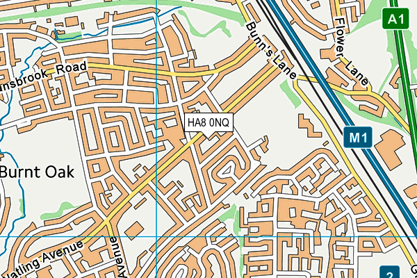 HA8 0NQ map - OS VectorMap District (Ordnance Survey)