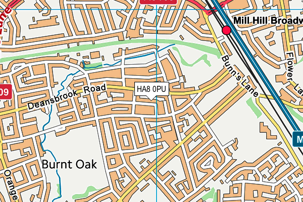 HA8 0PU map - OS VectorMap District (Ordnance Survey)