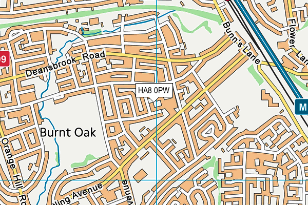 HA8 0PW map - OS VectorMap District (Ordnance Survey)