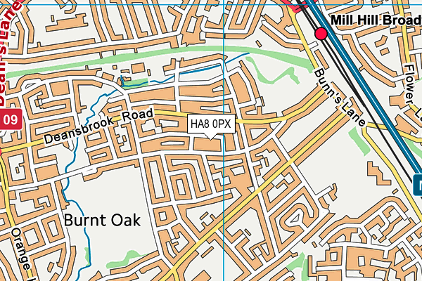 HA8 0PX map - OS VectorMap District (Ordnance Survey)