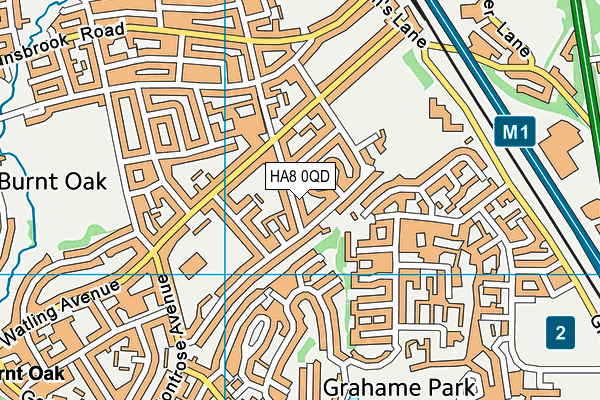HA8 0QD map - OS VectorMap District (Ordnance Survey)