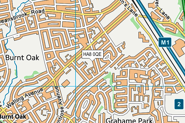 HA8 0QE map - OS VectorMap District (Ordnance Survey)