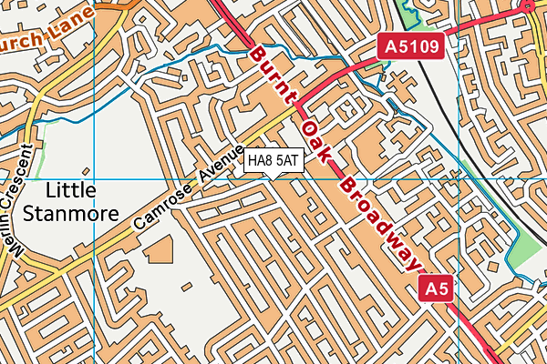 HA8 5AT map - OS VectorMap District (Ordnance Survey)