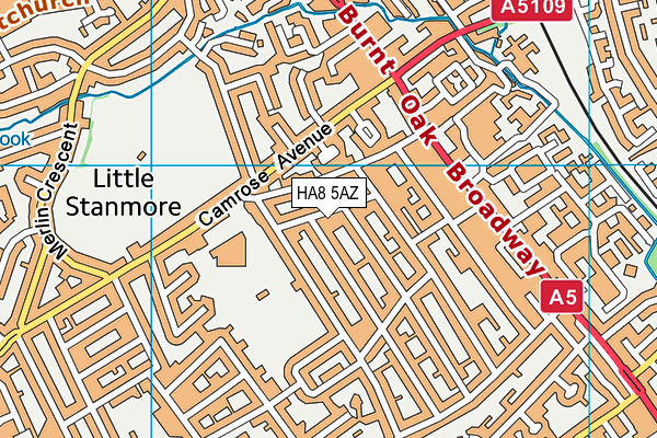 HA8 5AZ map - OS VectorMap District (Ordnance Survey)