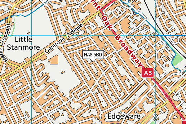 HA8 5BD map - OS VectorMap District (Ordnance Survey)