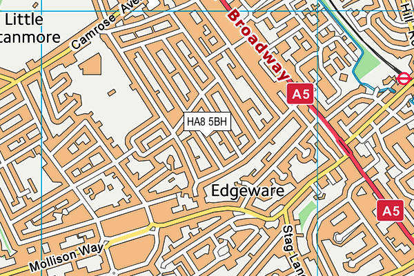 HA8 5BH map - OS VectorMap District (Ordnance Survey)