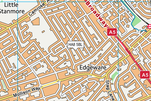 HA8 5BL map - OS VectorMap District (Ordnance Survey)