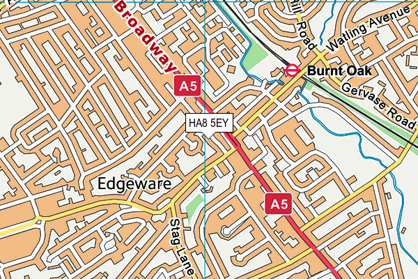 HA8 5EY map - OS VectorMap District (Ordnance Survey)