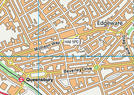 HA8 5PD map - OS VectorMap District (Ordnance Survey)