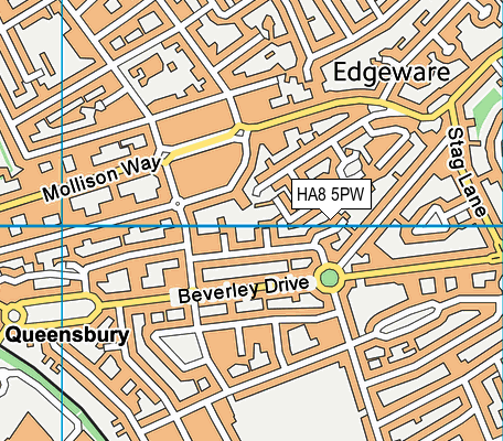 HA8 5PW map - OS VectorMap District (Ordnance Survey)