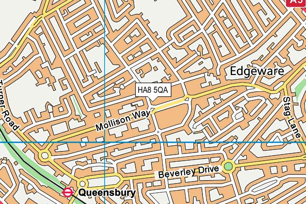 HA8 5QA map - OS VectorMap District (Ordnance Survey)