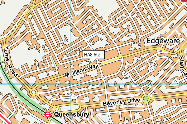 HA8 5QT map - OS VectorMap District (Ordnance Survey)