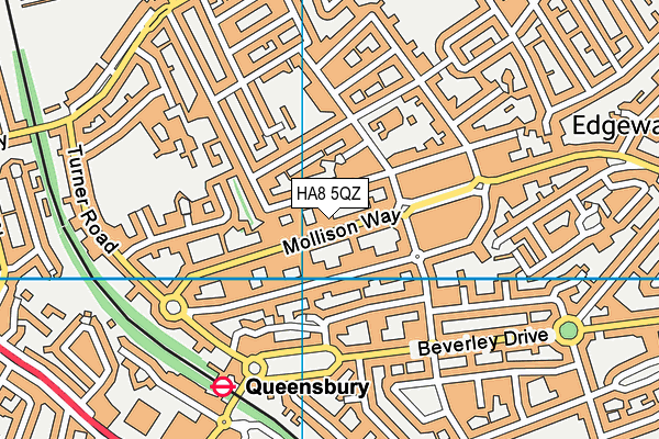 HA8 5QZ map - OS VectorMap District (Ordnance Survey)