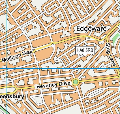 HA8 5RB map - OS VectorMap District (Ordnance Survey)
