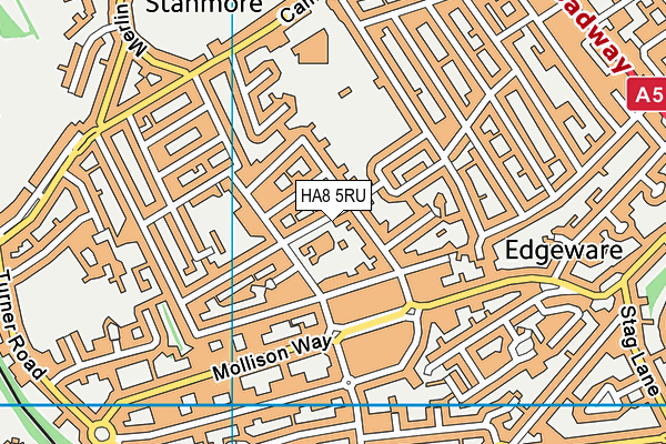 Stag Lane Primary School map (HA8 5RU) - OS VectorMap District (Ordnance Survey)