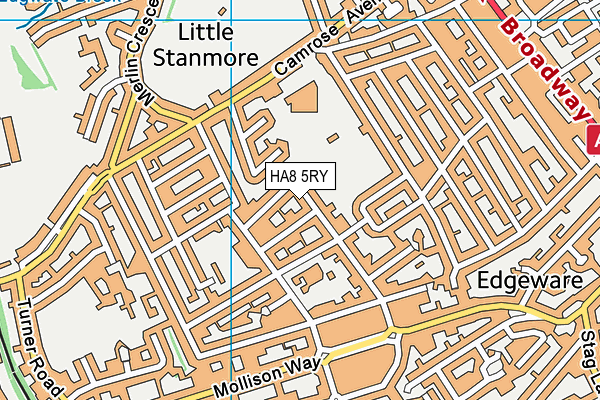 HA8 5RY map - OS VectorMap District (Ordnance Survey)