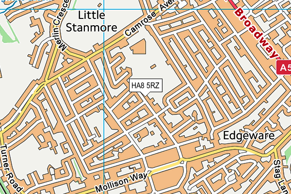 HA8 5RZ map - OS VectorMap District (Ordnance Survey)