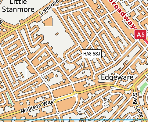 HA8 5SJ map - OS VectorMap District (Ordnance Survey)