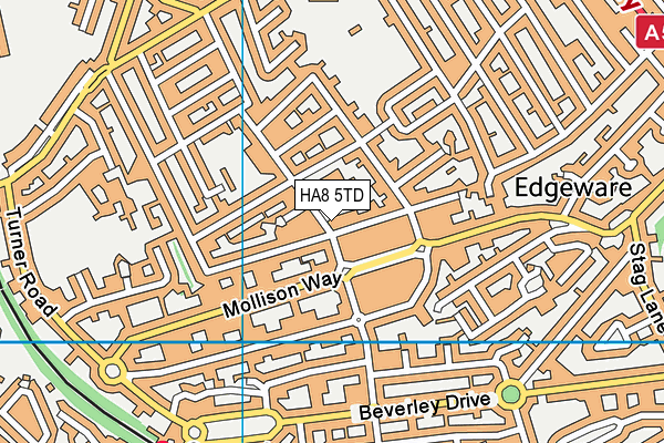 HA8 5TD map - OS VectorMap District (Ordnance Survey)