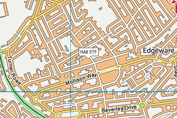 HA8 5TF map - OS VectorMap District (Ordnance Survey)