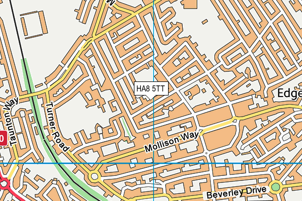 HA8 5TT map - OS VectorMap District (Ordnance Survey)