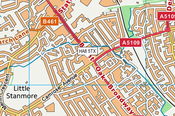 HA8 5TX map - OS VectorMap District (Ordnance Survey)