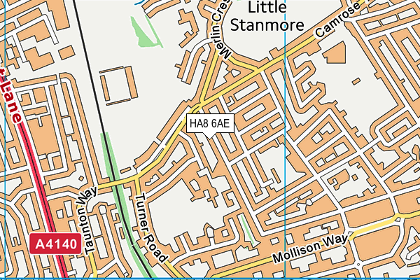 HA8 6AE map - OS VectorMap District (Ordnance Survey)