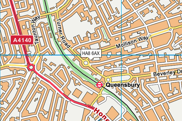 HA8 6AX map - OS VectorMap District (Ordnance Survey)