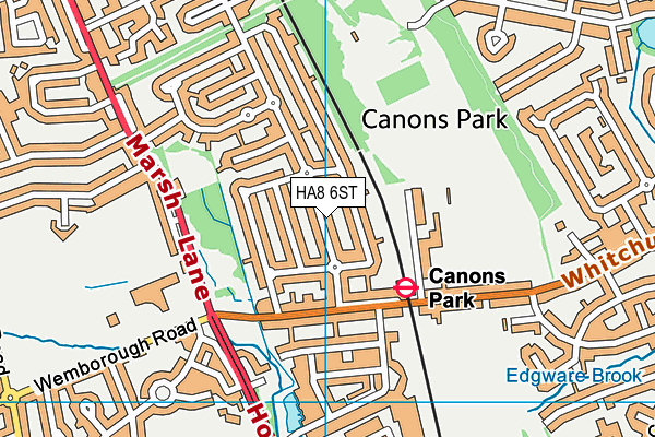 HA8 6ST map - OS VectorMap District (Ordnance Survey)