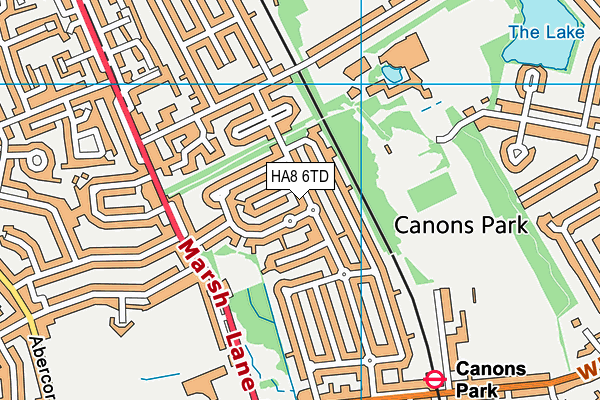 HA8 6TD map - OS VectorMap District (Ordnance Survey)