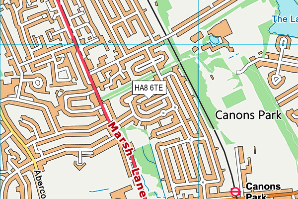 HA8 6TE map - OS VectorMap District (Ordnance Survey)