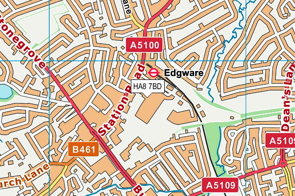 HA8 7BD map - OS VectorMap District (Ordnance Survey)