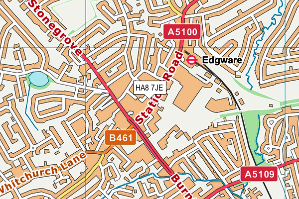 HA8 7JE map - OS VectorMap District (Ordnance Survey)