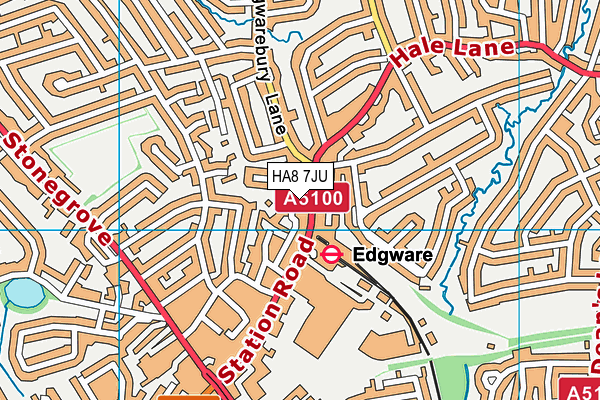 HA8 7JU map - OS VectorMap District (Ordnance Survey)