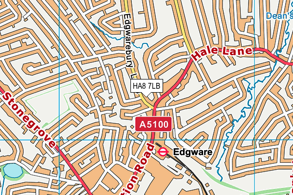 HA8 7LB map - OS VectorMap District (Ordnance Survey)