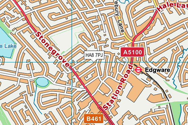 HA8 7PJ map - OS VectorMap District (Ordnance Survey)