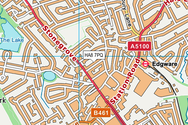 HA8 7PQ map - OS VectorMap District (Ordnance Survey)