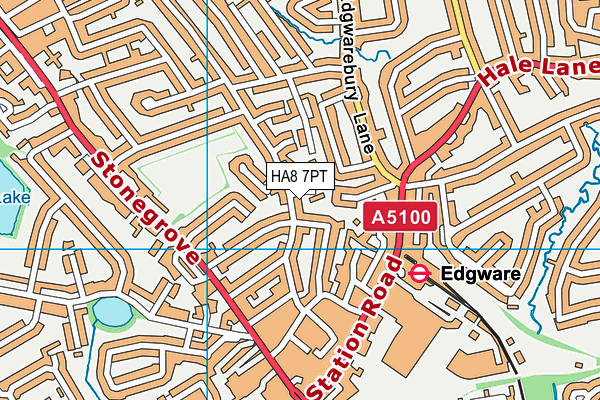 HA8 7PT map - OS VectorMap District (Ordnance Survey)